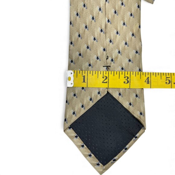Bill Blass Silk Tie Geometric Warm Oat Tan Beige - Picture 5 of 6